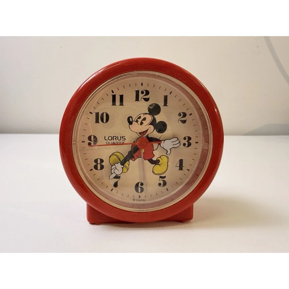 Vintage Mickey Mouse Moving Arms Working Alarm Clock Lorus Quartz Made in Japan